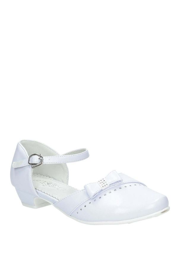Casu - białe buty komunijne z kokardą casu 7km-222. Okazja: na komunię. Kolor: biały