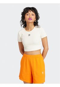 Adidas - adidas T-Shirt Essentials IJ7804 Beżowy Slim Fit. Kolor: beżowy. Materiał: bawełna, wiskoza