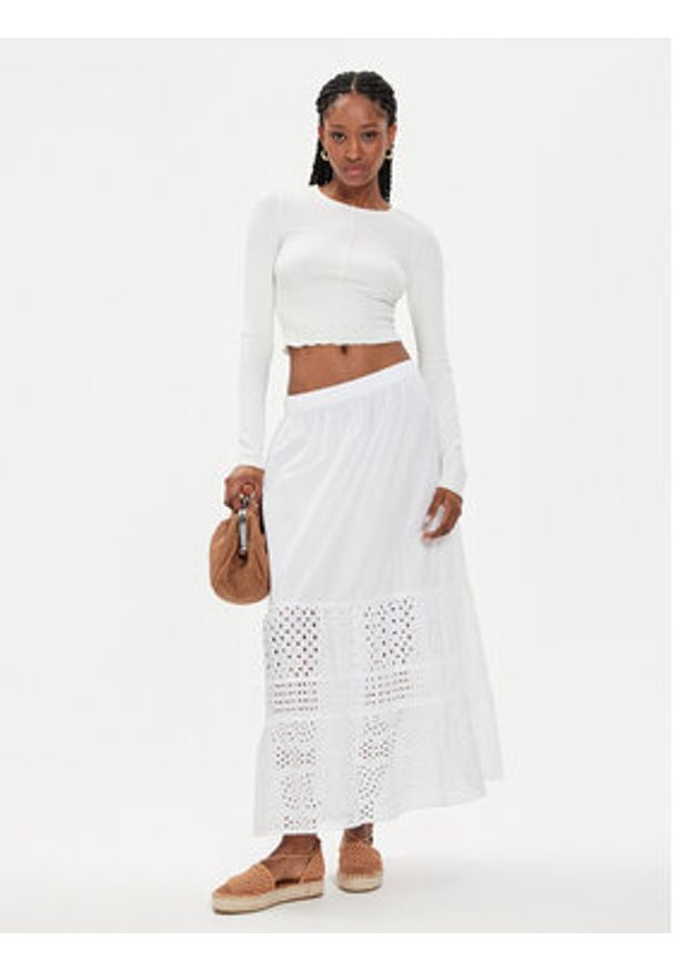 United Colors of Benetton - United Colors Of Benetton Spódnica trapezowa 49HSD003N Biały Regular Fit. Kolor: biały. Materiał: bawełna
