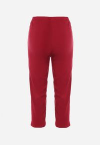 Born2be - Bordowe Spodnie 3/4 z Elastyczną Gumką w Pasie i Suwakami Leazira. Okazja: na co dzień. Kolor: czerwony. Styl: elegancki, casual #3