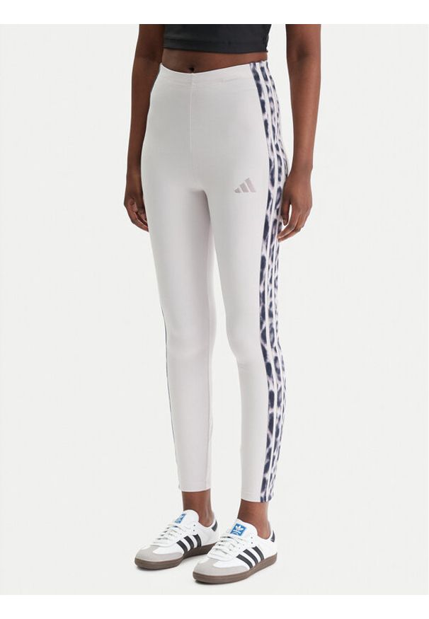 Adidas - adidas Legginsy Seasonal Essentials Leopard Print KC3883 Fioletowy Slim Fit. Kolor: fioletowy. Materiał: bawełna. Wzór: nadruk