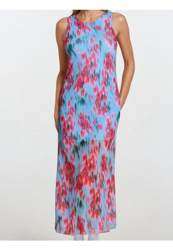 Sinsay - Długa sukienka we wzór kwiatowy - wielobarwny. Wzór: kwiaty. Długość: maxi