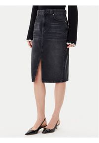 Marella Spódnica jeansowa 2523106054200 Czarny Regular Fit. Kolor: czarny. Materiał: bawełna