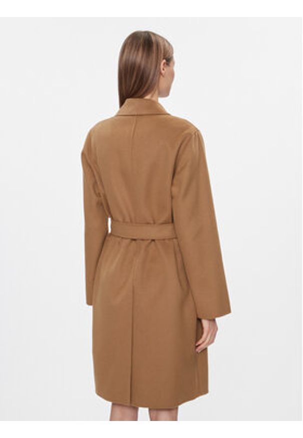 Weekend Max Mara Płaszcz wełniany Flirt 2415011011 Brązowy Regular Fit. Kolor: brązowy. Materiał: wełna