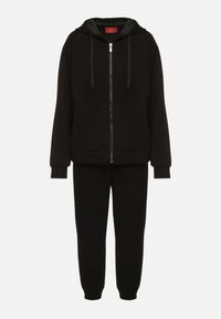 Born2be - Czarny Komplet Dresowy Rozpinana Bluza i Spodnie Joggery z Bawełną Anarrise. Kolor: czarny. Materiał: dresówka, bawełna