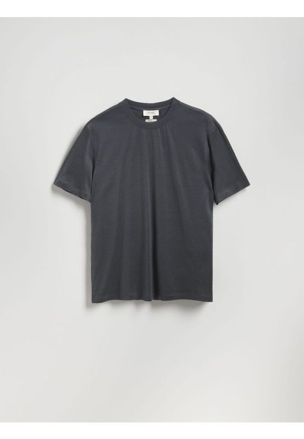 Reserved - T-shirt regular z bawełną merceryzowaną - szary. Kolor: szary. Materiał: bawełna