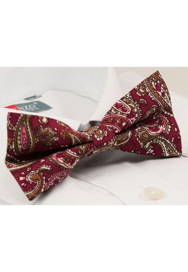 Modna Mucha Męska - Alties - Wzór Orientalny. Kolor: czerwony, wielokolorowy. Wzór: paisley. Styl: sportowy, elegancki