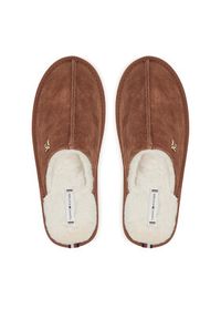 TOMMY HILFIGER - Tommy Hilfiger Kapcie FW0FW08396 Brązowy. Kolor: brązowy. Materiał: zamsz, skóra #5