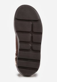 Renee - Ciemnobrązowe Perforowane Sneakersy ze Skóry Naturalnej na Platformie i Koturnie Risyla. Kolor: brązowy. Materiał: skóra. Obcas: na koturnie #9