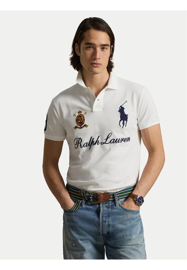 Polo Ralph Lauren Polo 710P07311002 Biały Custom Slim Fit. Typ kołnierza: polo. Kolor: biały. Materiał: bawełna