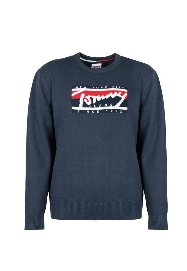 TOMMY HILFIGER - Tommy Jeans Sweter | DM0DM13045 | Mężczyzna | Granatowy. Okazja: na co dzień. Kolor: niebieski. Materiał: poliester, akryl. Wzór: ze splotem. Styl: casual