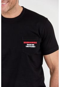 DSQUARED2 Czarny t-shit męski z kieszonką, Rozmiar S. Kolor: czarny #3