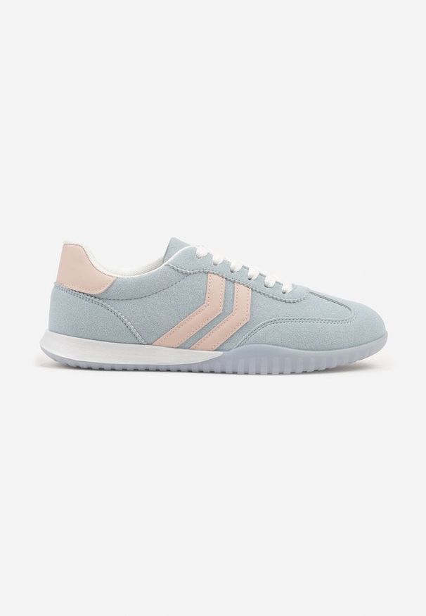 Born2be - Niebieskie Sneakersy w Typie Tenisówek z Ozdobnymi Paskami Zommea. Zapięcie: pasek. Kolor: niebieski