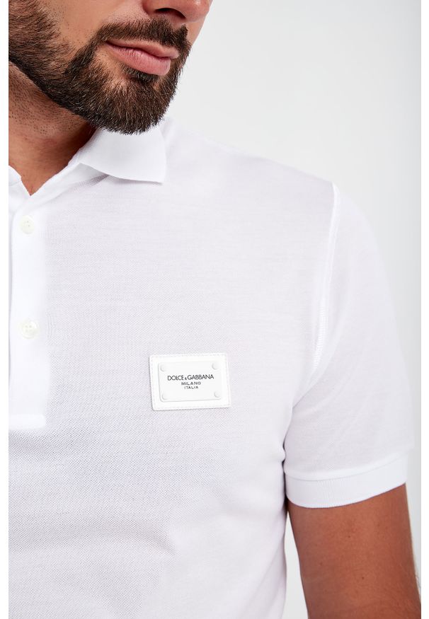Dolce & Gabbana - Polo DOLCE & GABBANA. Typ kołnierza: polo. Materiał: skóra. Wzór: aplikacja. Styl: klasyczny
