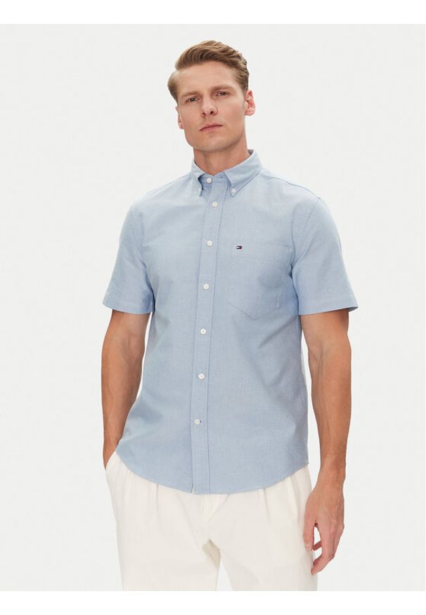 TOMMY HILFIGER - Tommy Hilfiger Koszula Heritage MW0MW36272 Błękitny Regular Fit. Kolor: niebieski. Materiał: bawełna