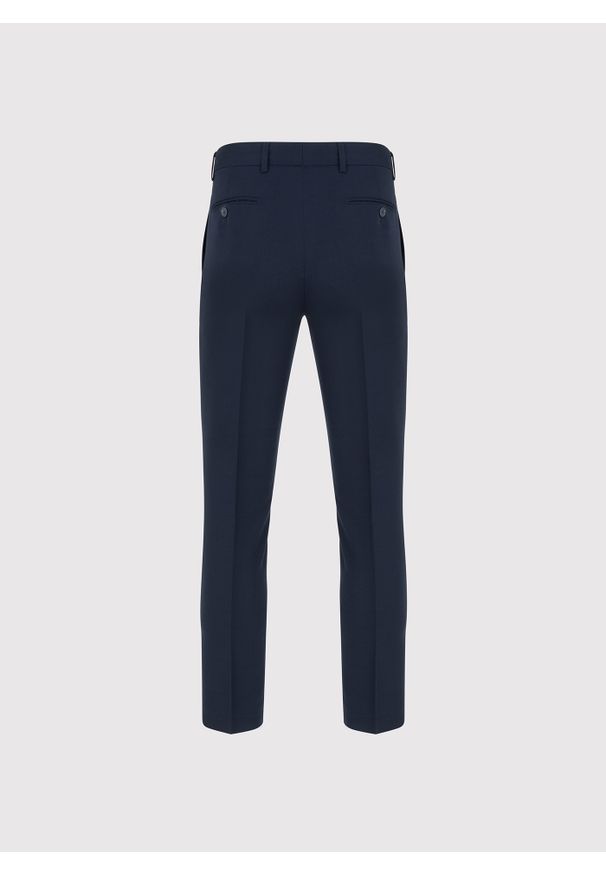 Pako Lorente - PAKO LORENTE – Granatowe spodnie ganiturowe. Kolor: niebieski. Materiał: poliester, elastan, wiskoza. Wzór: gładki. Styl: elegancki, młodzieżowy
