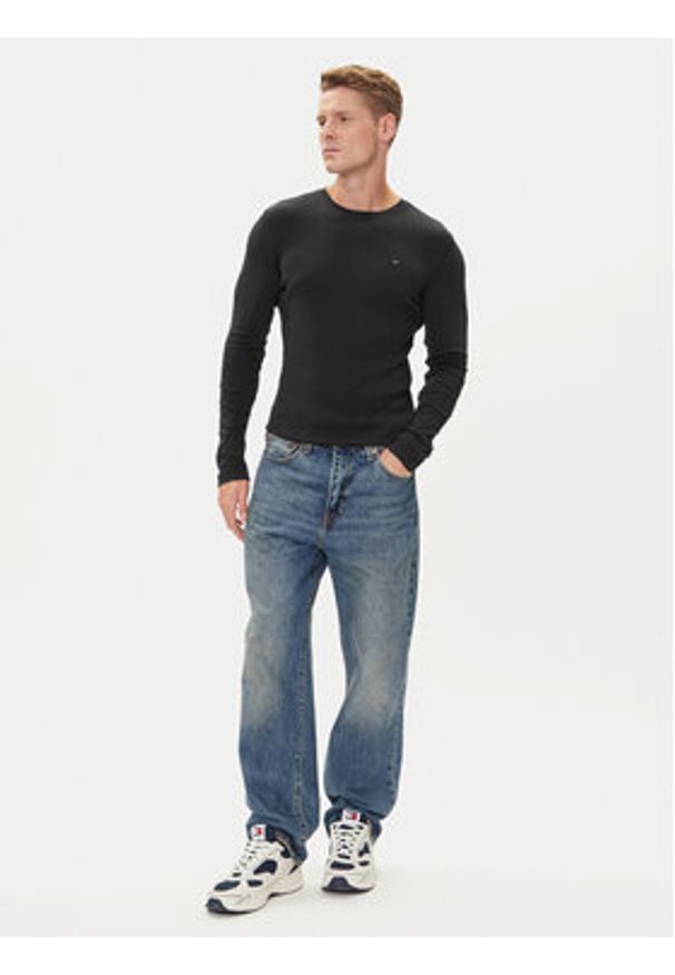 Tommy Jeans Longsleeve DM0DM04409 Czarny Slim Fit. Kolor: czarny. Materiał: bawełna. Długość rękawa: długi rękaw