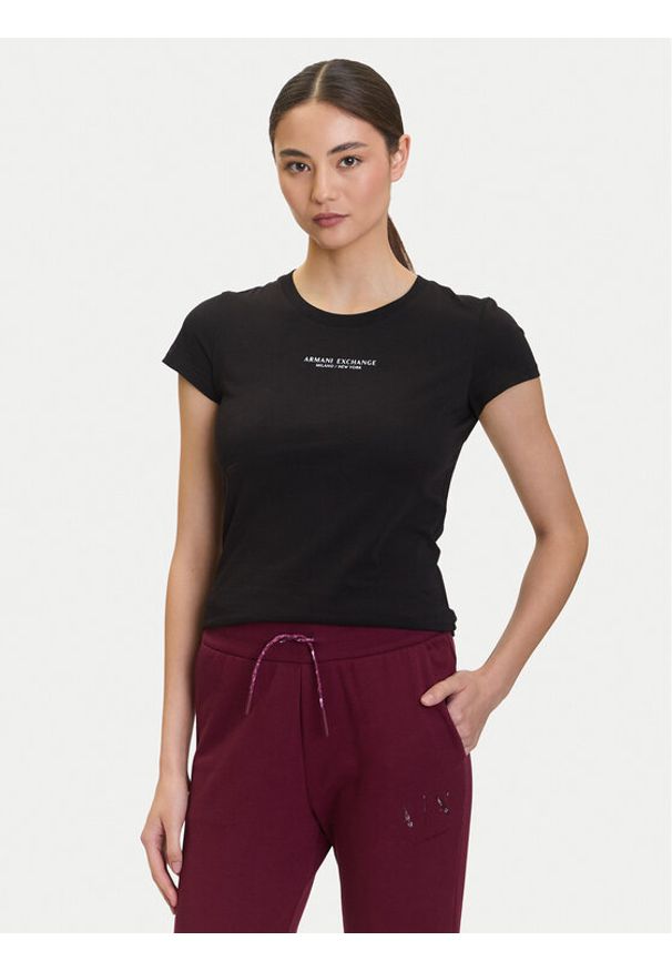Armani Exchange T-Shirt XW001455 AF10356 UC001 Czarny Slim Fit. Kolor: czarny. Materiał: bawełna