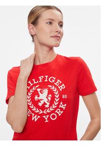 TOMMY HILFIGER - Tommy Hilfiger T-Shirt Reg Crest C-Nk Tee Ss WW0WW41058 Czerwony Regular Fit. Kolor: czerwony. Materiał: bawełna