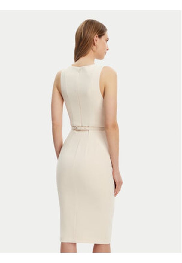 Elisabetta Franchi Sukienka koktajlowa AB-706-51E2-193 Écru Slim Fit. Materiał: syntetyk. Styl: wizytowy