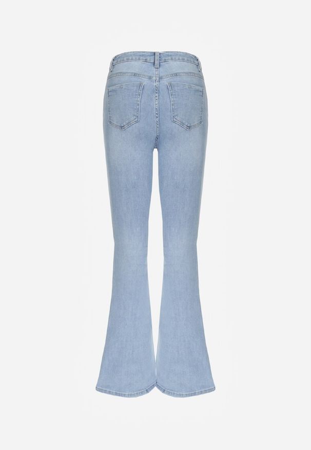 Renee - Jasnoniebieskie Jeansy Dzwony High Waist Briris. Okazja: na co dzień, na spotkanie biznesowe, do pracy. Stan: podwyższony. Kolekcja: dla wysokich. Kolor: niebieski. Sezon: lato. Styl: casual, elegancki, biznesowy