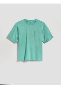 Reserved - Bawełniany t-shirt - jasnoturkusowy. Kolor: turkusowy. Materiał: bawełna #1