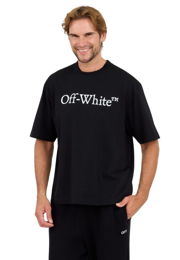 OFF-WHITE Czarny męski t-shirt Big Bookish Skate, Rozmiar S. Kolor: czarny