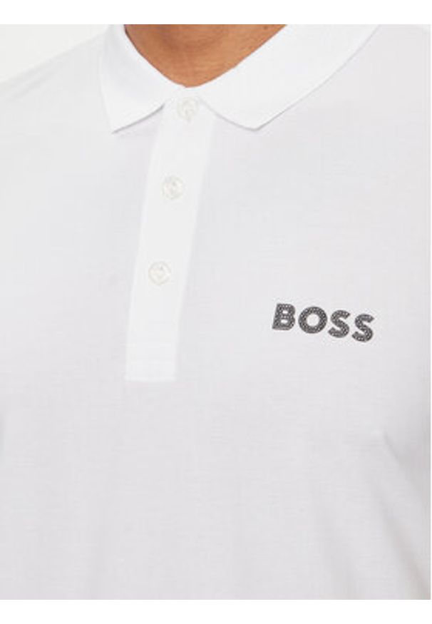 BOSS - Boss Polo Paule 50512789 Biały Slim Fit. Typ kołnierza: polo. Kolor: biały. Materiał: bawełna, syntetyk