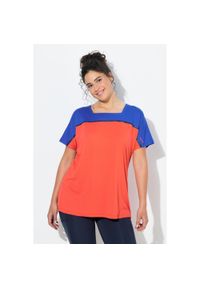 ULLA POPKEN - Damskie Bluzka funkcyjna oversize dekolt karo rękaw 1/2. Typ kołnierza: dekolt w karo. Kolekcja: plus size. Kolor: czerwony. Materiał: poliester, elastan, materiał. Sport: fitness #1