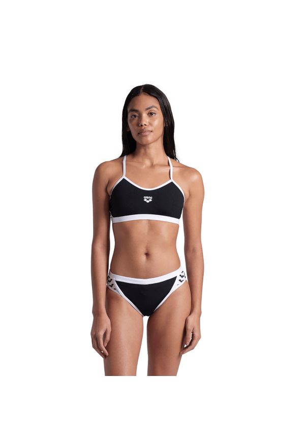 Arena Bikini Icons Cross Back Solid Zwart/Wit. Kolor: czarny, wielokolorowy, biały