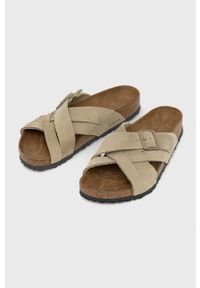 Birkenstock klapki zamszowe Lugano 1022765 męskie kolor zielony. Kolor: zielony. Materiał: zamsz. Wzór: gładki #3