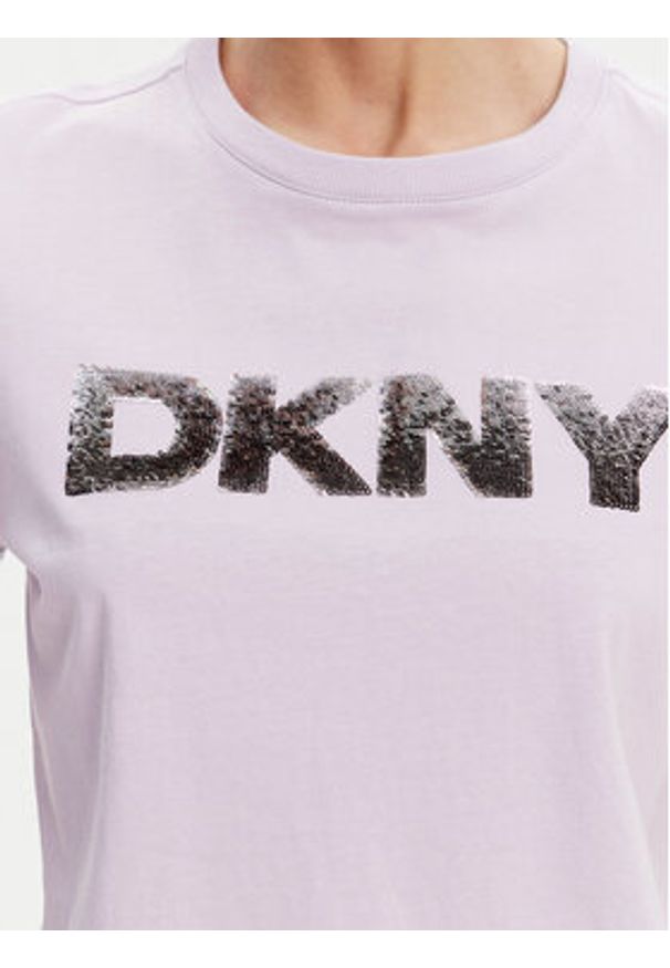 DKNY T-Shirt DP4T1035 Fioletowy Regular Fit. Kolor: fioletowy. Materiał: bawełna