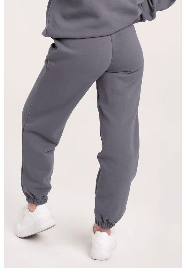 GYM GLAMOUR - Spodnie fitness damskie Gym Glamour dresowe. Kolor: szary. Materiał: dresówka. Sport: fitness