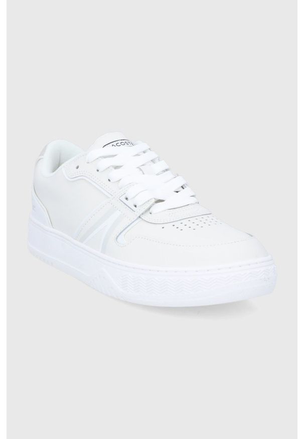 Lacoste Buty skórzane kolor biały. Nosek buta: okrągły. Zapięcie: sznurówki. Kolor: biały. Materiał: skóra