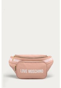 Love Moschino - Nerka skórzana. Kolor: różowy. Materiał: skóra. Wzór: aplikacja #1