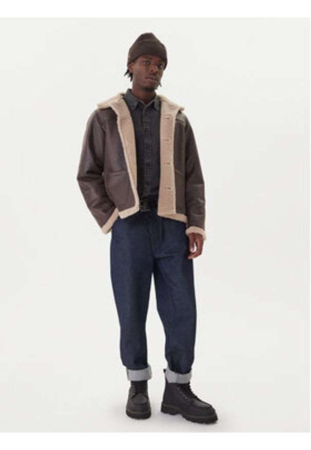 Jack & Jones Kurtka z imitacji skóry Cambridge 12282946 Brązowy Regular Fit. Kolor: brązowy. Materiał: skóra