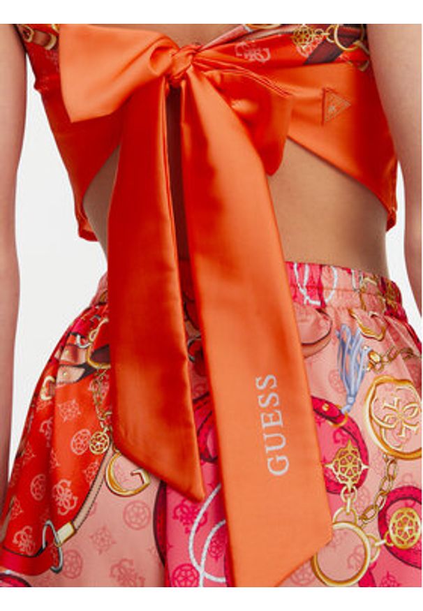 Guess Top E5GH02 WH4V0 Pomarańczowy Regular Fit. Kolor: pomarańczowy. Materiał: syntetyk