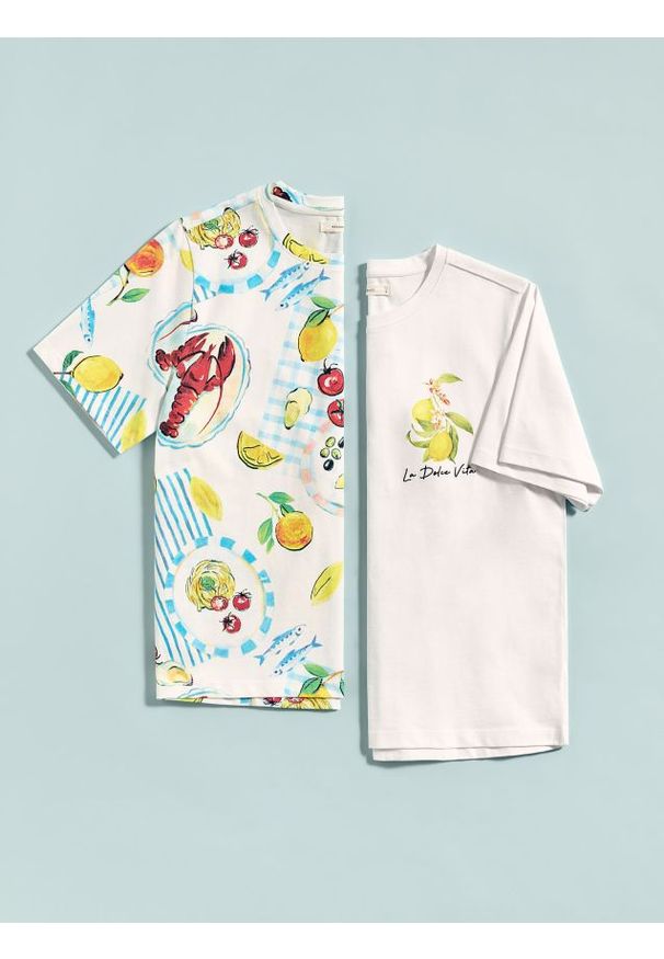 Reserved - T-shirt boxy - wielobarwny. Materiał: bawełna, tkanina