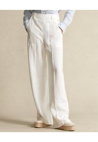 Ralph Lauren - RALPH LAUREN - Lniane spodnie z guzikami. Kolor: biały. Materiał: len #1