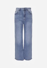 Renee - Niebieskie Jeansy Wide Leg High Waist z Elastycznego Denimu z Bawełną Jelimia. Okazja: na co dzień. Stan: podwyższony. Kolor: niebieski. Styl: casual, elegancki #2