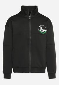 Born2be - Czarna Kurtka Dresowa z Wysokim Kołnierzem i Nadrukiem Lwanes. Kolor: czarny. Materiał: dresówka. Wzór: nadruk. Styl: sportowy #3