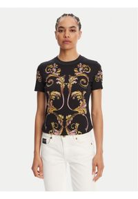 Versace Jeans Couture T-Shirt 78HAH6P8 Czarny Slim Fit. Kolor: czarny. Materiał: bawełna