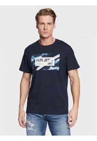 Pepe Jeans T-Shirt Rederick PM508685 Granatowy Regular Fit. Kolor: niebieski. Materiał: bawełna