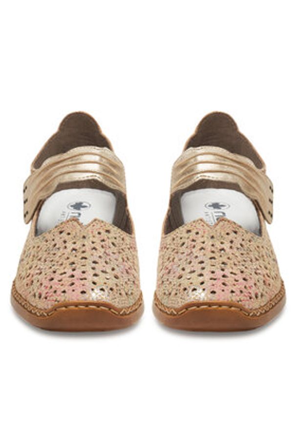 Rieker Półbuty 41399-92 Beżowy. Kolor: beżowy. Materiał: skóra