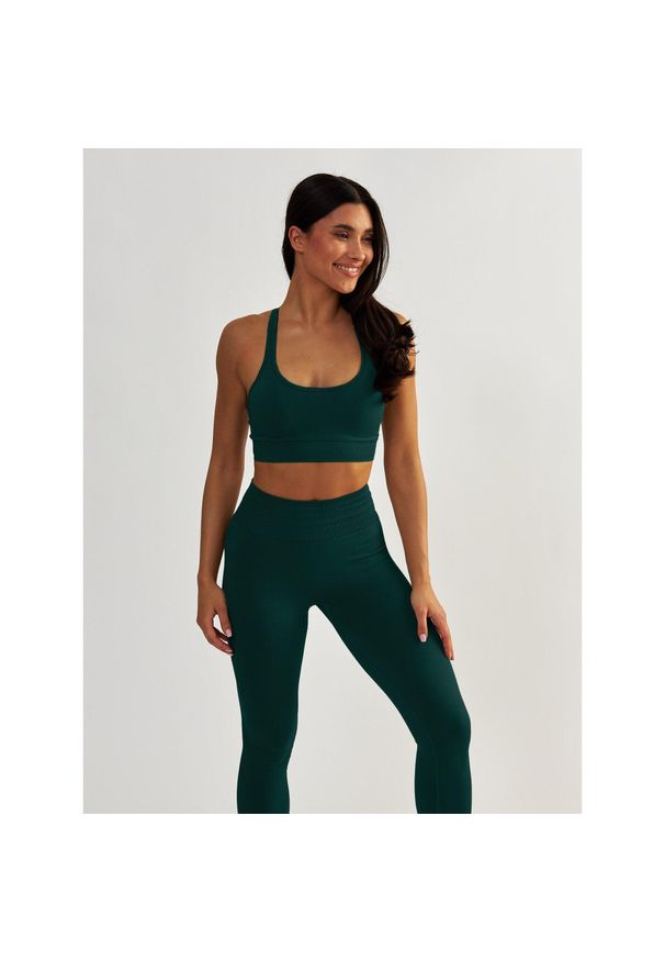 BESHAPED - Stanik Fitness BeShaped Gym Queen Bezszwowy. Kolor: zielony. Materiał: nylon. Sport: fitness