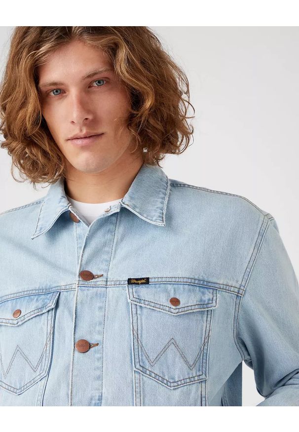 Wrangler - WRANGLER ANTI FIT JACKET MĘSKA KURTKA JEANSOWA ICY BRUSH BACK W4597915A 112324517. Materiał: jeans