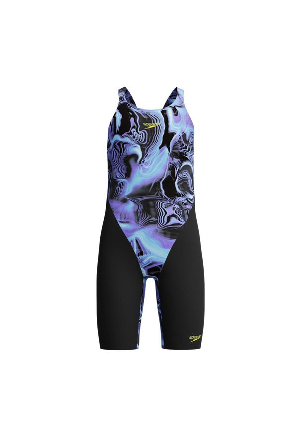 Dziewczęcy strój startowy Speedo Fastskin Endurance+ Max OpenBack. Kolor: niebieski, fioletowy, czarny, wielokolorowy