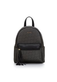 Wittchen - Damski plecak z ekoskóry w monogram. Kolor: czarny. Materiał: skóra ekologiczna. Wzór: gładki. Styl: casual, elegancki #1