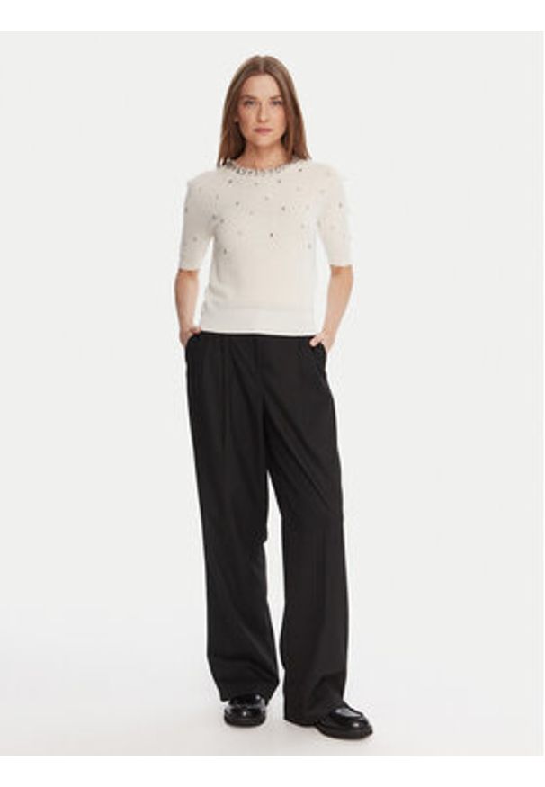 KAOS Sweter RI1KT021 Écru Regular Fit. Materiał: wełna