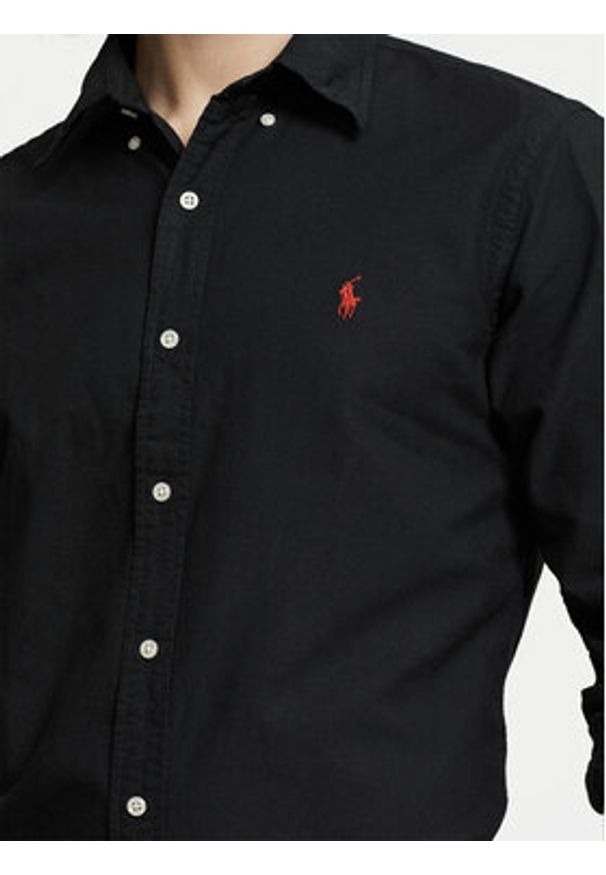 Polo Ralph Lauren Koszula Bsr 710772290 Czarny Custom Fit. Typ kołnierza: polo. Kolor: czarny. Materiał: bawełna